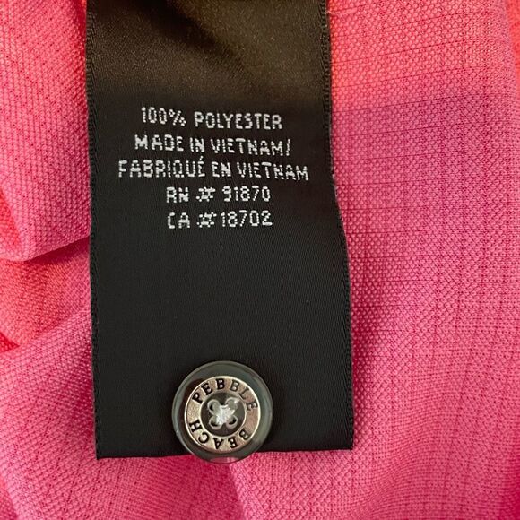 Pebble Beach Performance Golf Polo Shirt Bright Pink Grid Pattern Short Sleeve L - Picture 7 of 9